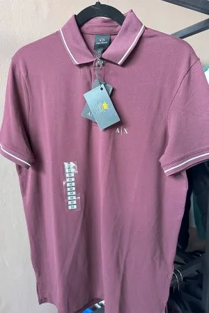 Camisa Guinda con Blanco Armani Exchange